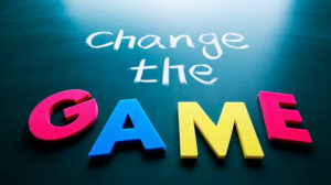 Change the game concept, words on blackboard